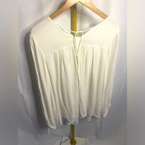 NWT LOFT Blouse - White Boho Peasant Style Top, Size M, $59.50 Retail